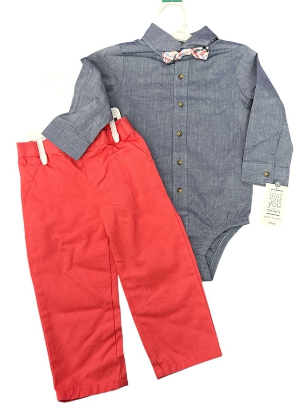 Carter’s Baby Boy Dress Outfit – 3-Piece Bow Set (18M)